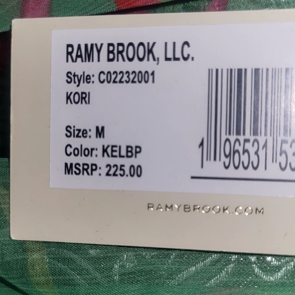 Ramy Brook Green and Pink Sheer Swim Cover Up.  G7 - Picture 9 of 9